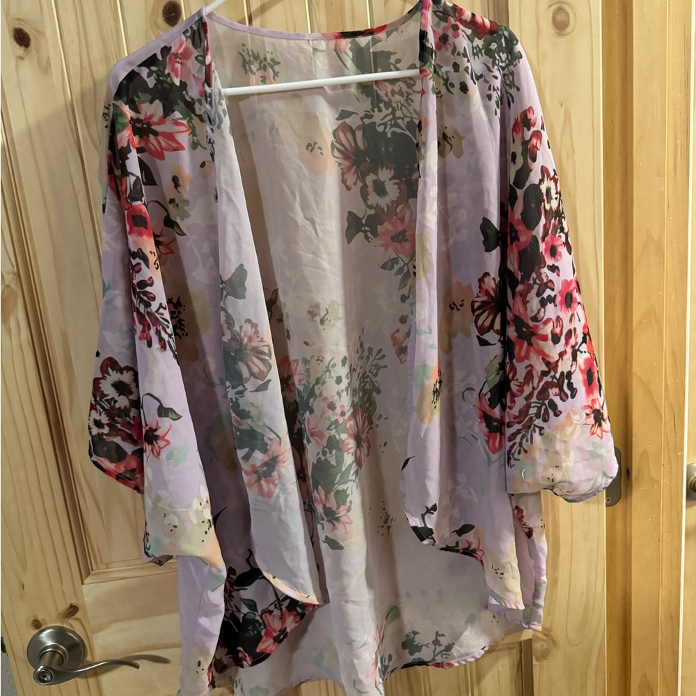 Floral Kimono Cardigan - Pink and Black
